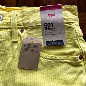 NWT Yellow Levi’s Denim Shorts